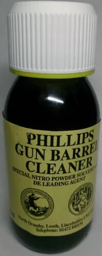 PHILLIPS GUN BARREL CLEANER 60ml BOTTLE NITRO POWDER SOLVENT DE-LEADING