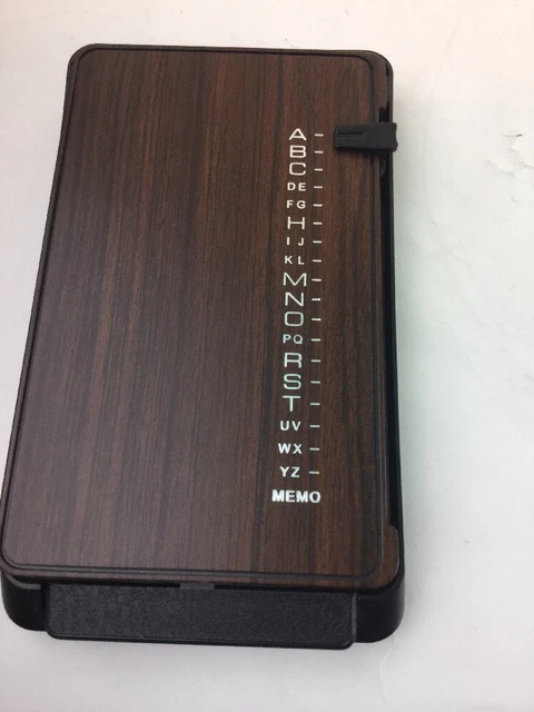 Telephone Phone Memo Brown Walnut Index W/ Pencil Holder