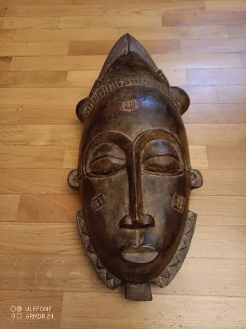 African Art Big Mask Baule Old Ivory Coast Wood Maschera africana Antica Legno