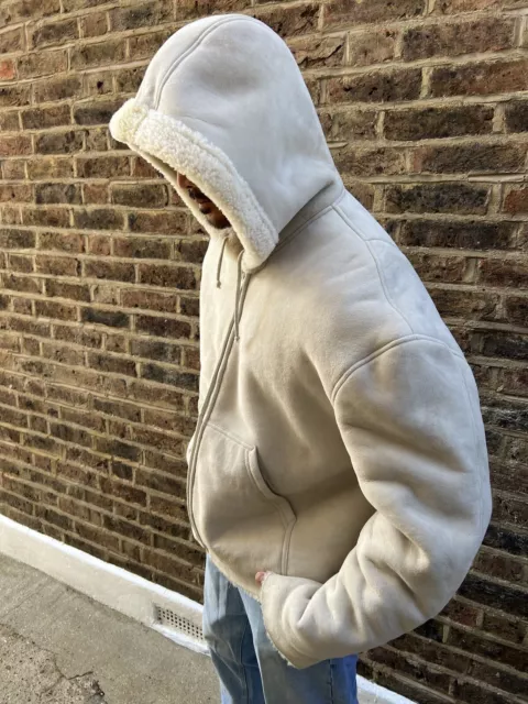 YEEZY SEASON 5 Lamb Leather Short Oversized Shearling Jacket Birch