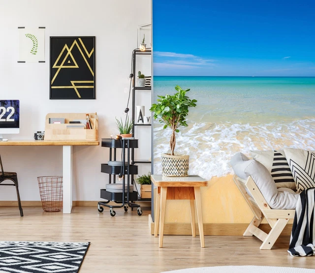 3D Blue Sea E2275 Wallpaper Mural – Indoor Wall Print, Ocean Scene Wallpaper For Home Decor, Unbranded