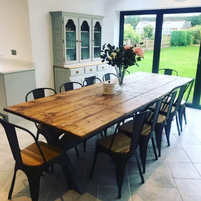 Rustic X Base dining table 10 seater 8ft x 3ft