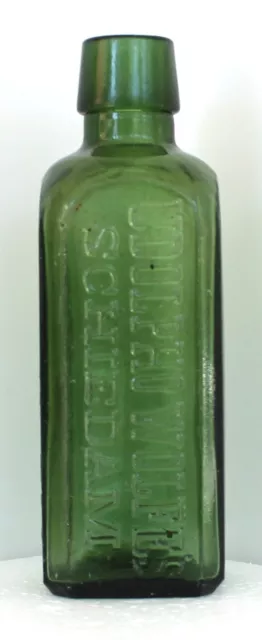 YELLOW GREEN UDOLPHO WOLFE'S SCHIEMDAM AROMATIC SCHNAPPS 6oz Bottle