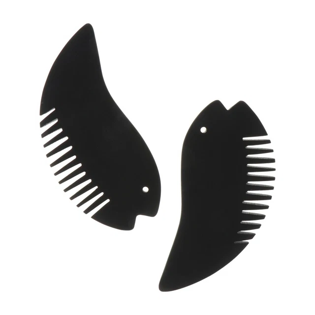 2 piezas peine de pescado piedra blanca herramientas de masaje facial peine de peluquería negro
