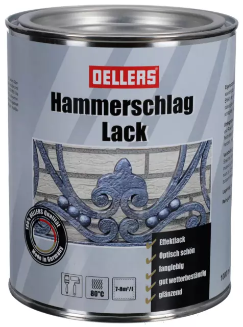 OELLERS Hammerschlaglack 3in1 Metallschutzlack Effektlack Rostschutzlack Lack 1L