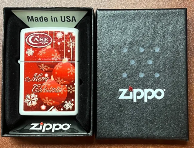 2014 Brand New Unfired Matte White Zippo "Case Merry Christmas" w/Box & Barcode