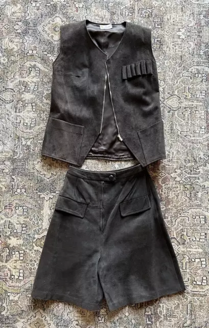 Vintage 70’s Morita Scandinavia Vtg Size 8 Brown Suede 2 Piece Set Vest & Skirt