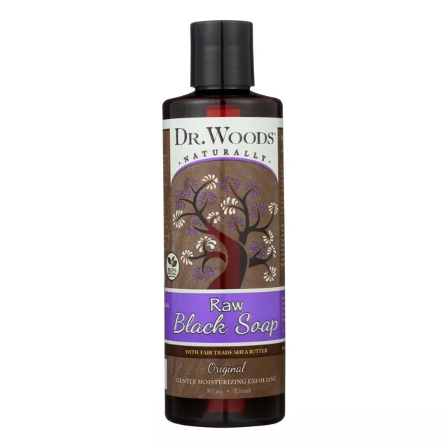 Dr. Woods Raw Black Moisturizing Liquid Castile Soap Organic Shea Butter 8 Ounce