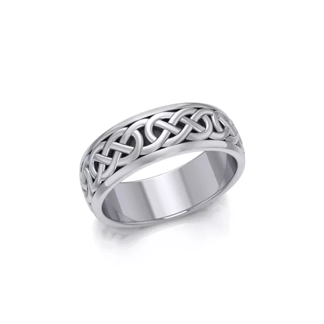 Celtic Knotwork .925 Sterling Silver Spinner Band Ring by Peter Stone Jewelry