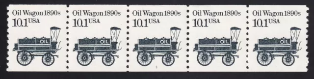 2130 Transportation Issue – 10.1c "Oil Wagon 1890s" PNC strip of 5 Plate # 1 MNH