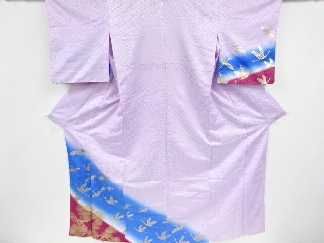 36594# Japanese Kimono / Hitoe Kimono For Dance / Pines & Cranes