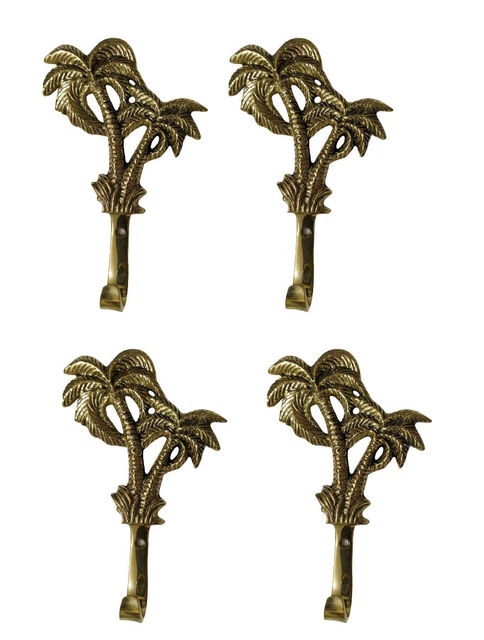Brass Double Palm Tree Wall Coat Hook Bathroom Towel Door Hanger Lot of 4 Pcs au