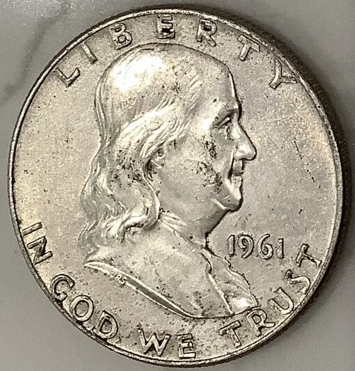1961-D Ben Franklin Half Dollar Silver 50c Coin - 90% Silver - Denver Mint