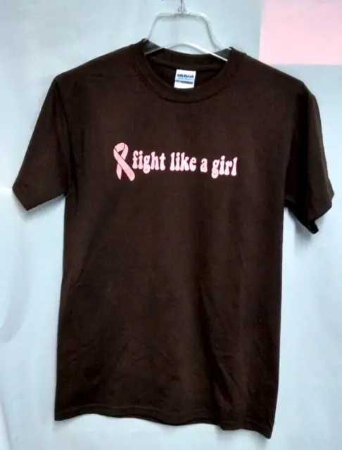 Fight Like A Girl Brown S/S T-Shirt S Relay for Life Breast Cancer Awareness NWT