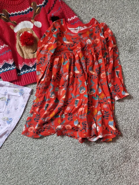 Girls Red / Christmas Clothes Bundle  Jumpers Dresses  Age 5-6yrs / 4-6 Years 3