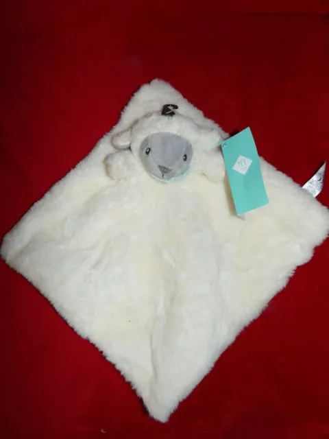 Doudou Plat Tex Baby Mouton Blanc Gris Bandana Bleu  Neuf 2 Disponibles