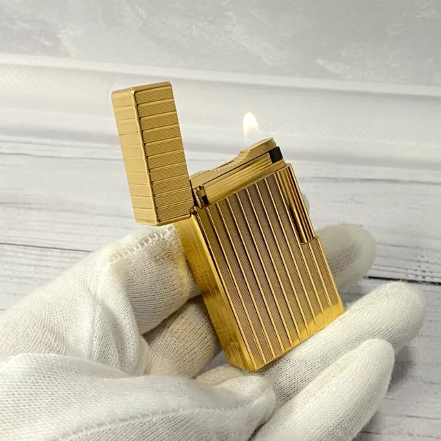 Vintage Lighter S.t. Dupont Line 1 Gold platted Good Working Conditions