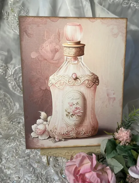 Shabby Chic, Perfume Bottle, Romantic Cottage Style  Handcrafted Plaque, Sign