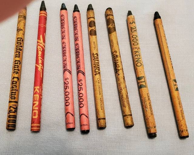 8 VINTAGE CASINO KENO PENCIL LOT, LAS VEGAS, 1950'S & 60's