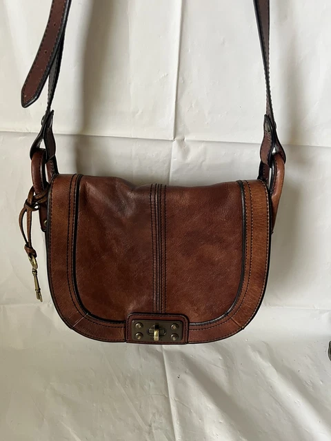 Fossil Vintage Revival Long Live Vintage  Brown Leather Bucket Crossbody saddle