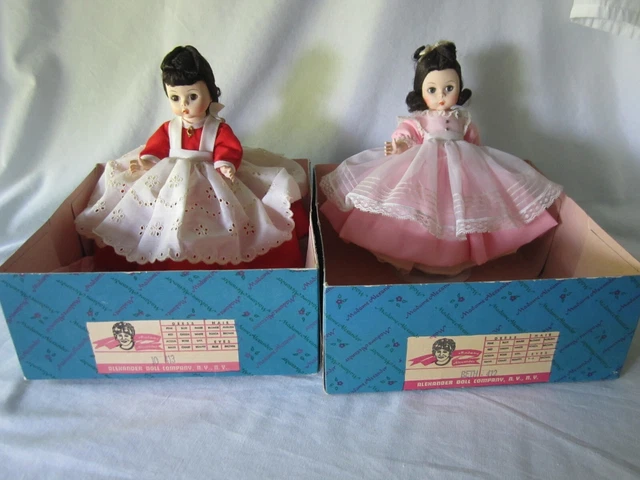 2 Vintage Madame Alexander 8" Dolls BETH #412 JO #413 original boxes Red Pink 2 Vintage Madame Alexander 8" Dolls BETH #412 JO #413 original boxes Red Pink