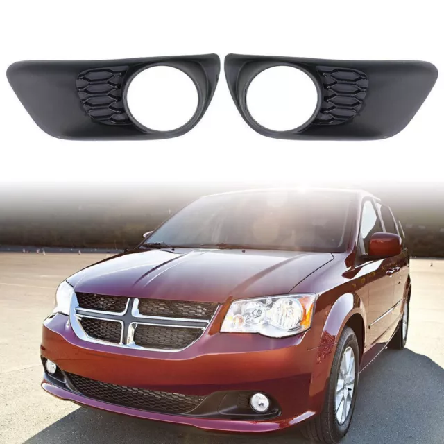 Pair Front Bumpe ABS Black Fog Light Lamp Bezels For Dodge Caravan 2011-2017 GZ