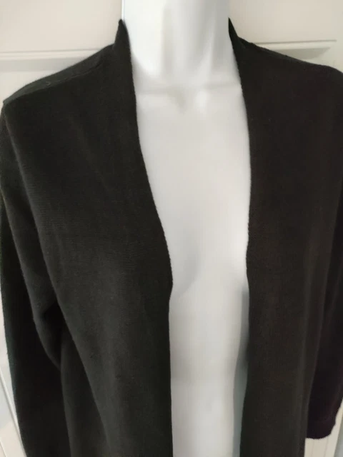 Lange Damen-Cardigan Eileen Fisher schwarz Bio-Leinen Baumwolle gestrickt offen XS. 2