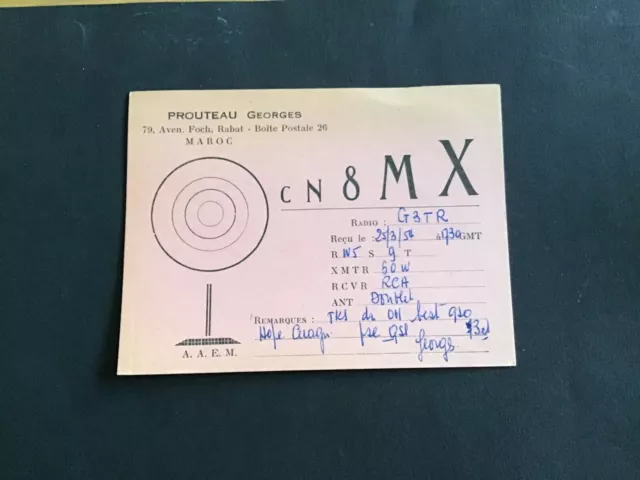Vintage QSL Radio communication card Morocco 1954  R37532