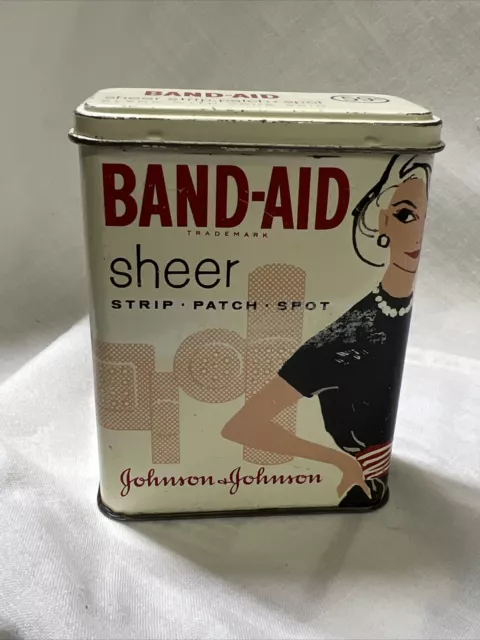 EMPTY Vintage BAND AID Tin WOMAN SHEER STRIP JOHNSON & JOHNSON BANDAGES 50s/60s