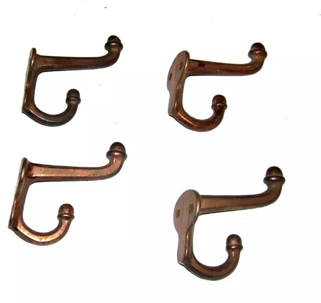 Set of 4 Vintage Cast Iron Double Acorn Finial Schoolhouse Coat Hat Hooks