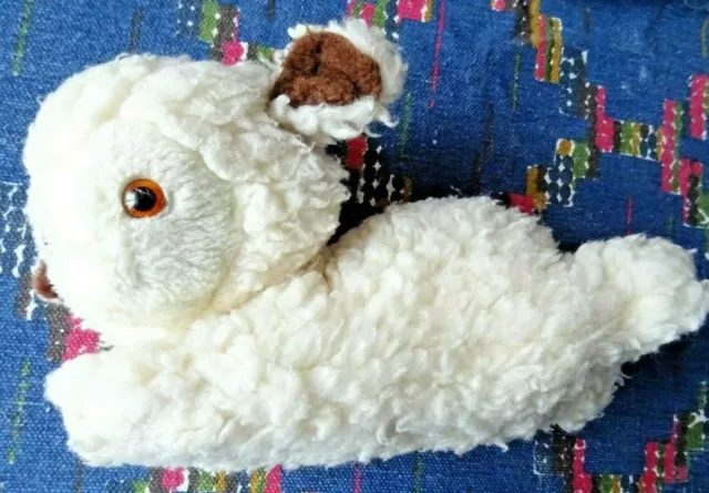Pl/ Doudou Peluche Vintage Ajena Mouton Blanc Ecru Marron 35 Cm Tbe