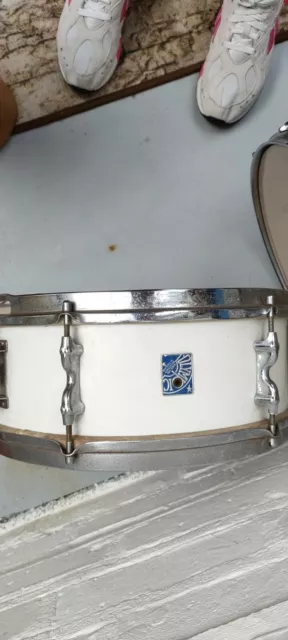 Premier 5.5" x 14" Olympic Snare Drum 60's White plus stand