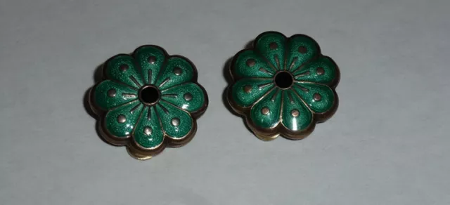 Vintage David Anderson - Norway - Sterling Silver Clip Enamel Flower EARRINGS