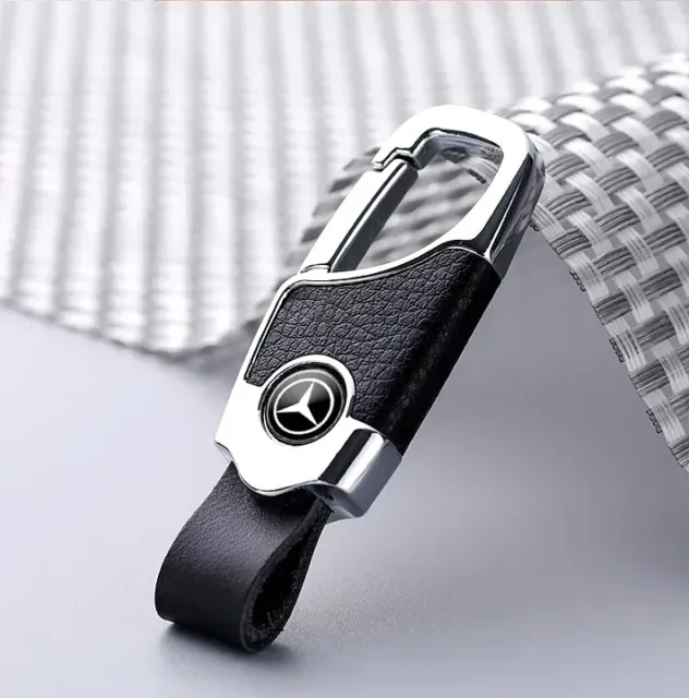 Auto Schlüsselanhänger für Mercedes-Benz Fans mit Lederband + Karabinerhaken