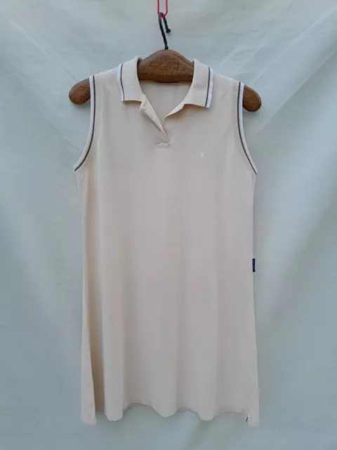 Thomas Burberry Polo Dress Womens  Cream 100% cotton pique Made in Spain Flaw