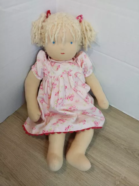 Kathe Kruse Waldorf 18" Doll Cloth Wool German Doll Blonde Hair Blue Eyes