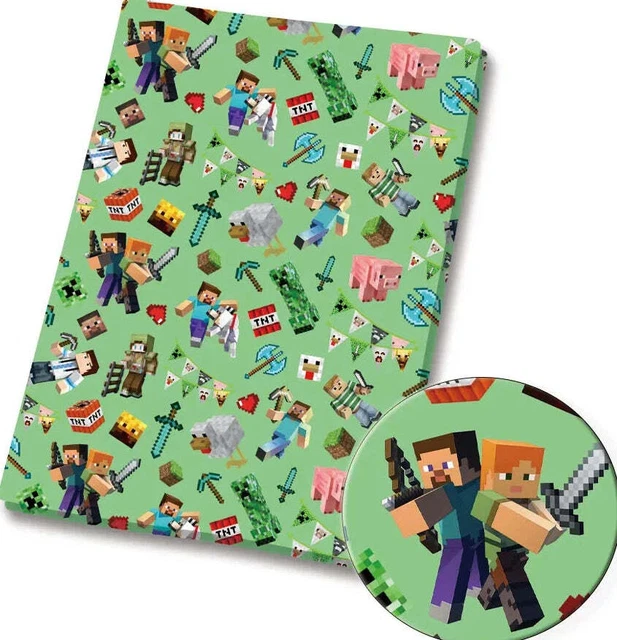 Tissu Minecraft Blocs Creeper – Demi-Verdoyant (45x140cm) – Coton Doux Pour Couture & Patchwork