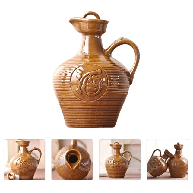 JapanBargain Sake-Set Aus Porzellan – 142 Ml Karaffe + 4 Becher, Pflaumenblüten-Design, Made In Japan