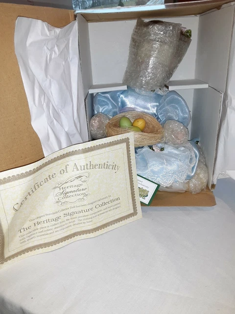 Heritage Signature Collection Porcelain Doll Lauren w/eggs  NIB  and  COA Easter