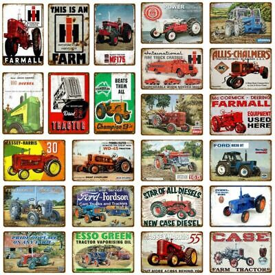 Farm Tractors Metal Tin Sign Wall Decor Retro Poster Vintage Farmhouse Plaque