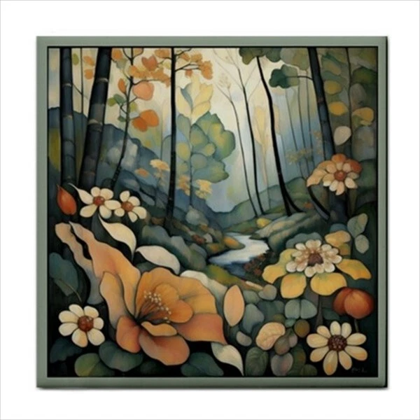 Forest Wildflower Flower Ceramic Craft Tile Backsplash Border Art Nouveau