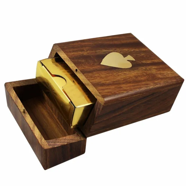 Golden Playing Cards for Adults with Handmade Wooden Box (Single Box)