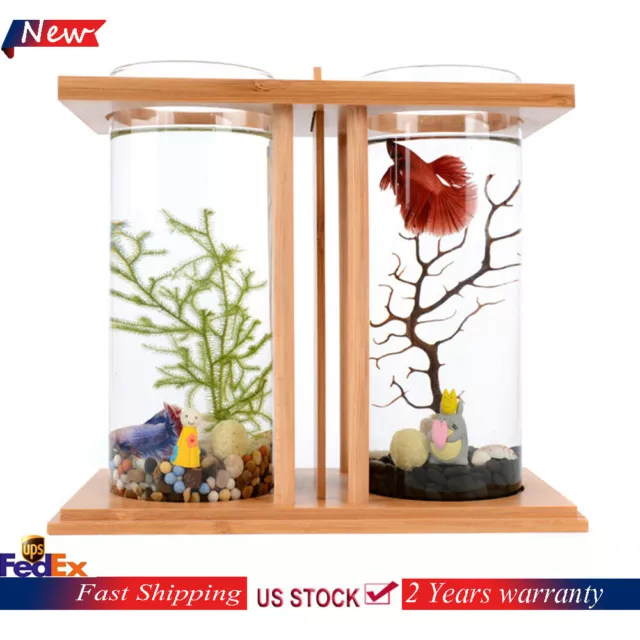 Ecology Mini Fish Tank Glass Goldfish Betta Aquarium Office Living Room Decorate