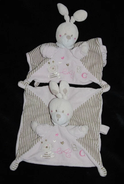 NICOTOY Lapin Plat Rose ABC Attache Tétine SIMBA TOYS KIABI Lot 2 BE