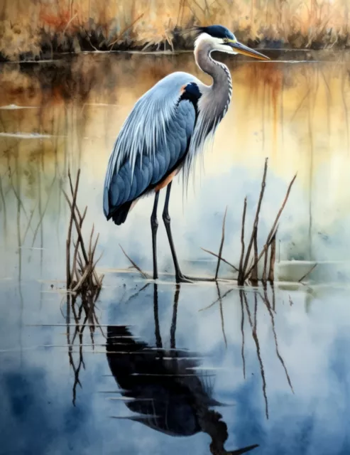 "Blue Heron 4" Giclée Fine Art Print Limited to Only 20 Hand-Numbered Copies