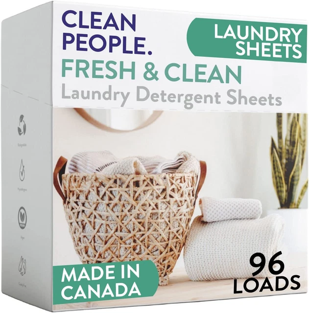 CLEAN PEOPLE LAUNDRY Detergent Sheets PlantBased, Hypoallergenic