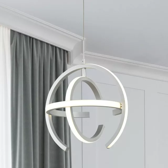 Silver Modern LED Chandelier,Globe Pendant Light Round 4000K Hanging Light new