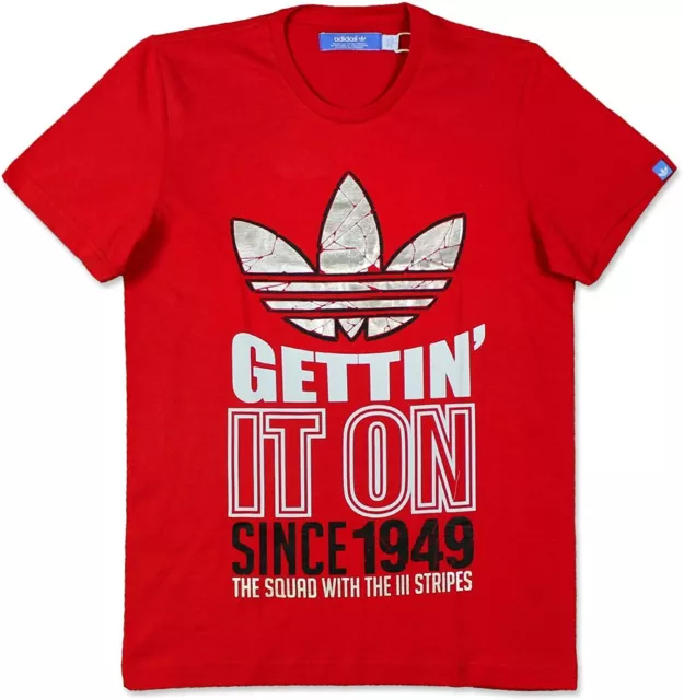 Adidas Hommes T-Shirt Original Gettin IT Sur , Z49965, Rouge, Neuf