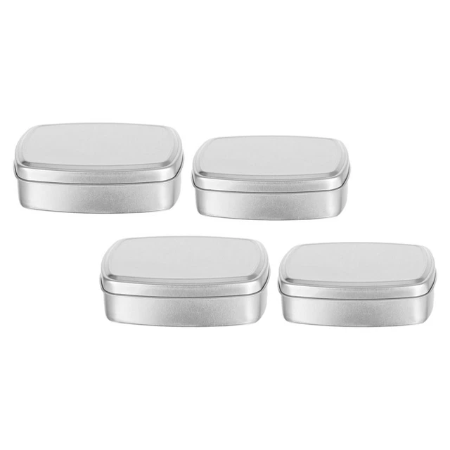 4 piezas caja de almacenamiento de objetos pequeños caja de chapa redonda