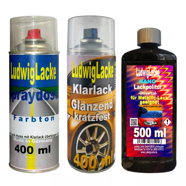 Preto Ninja L041 für VW Spraydosen Set 400ml Autolack & Politur